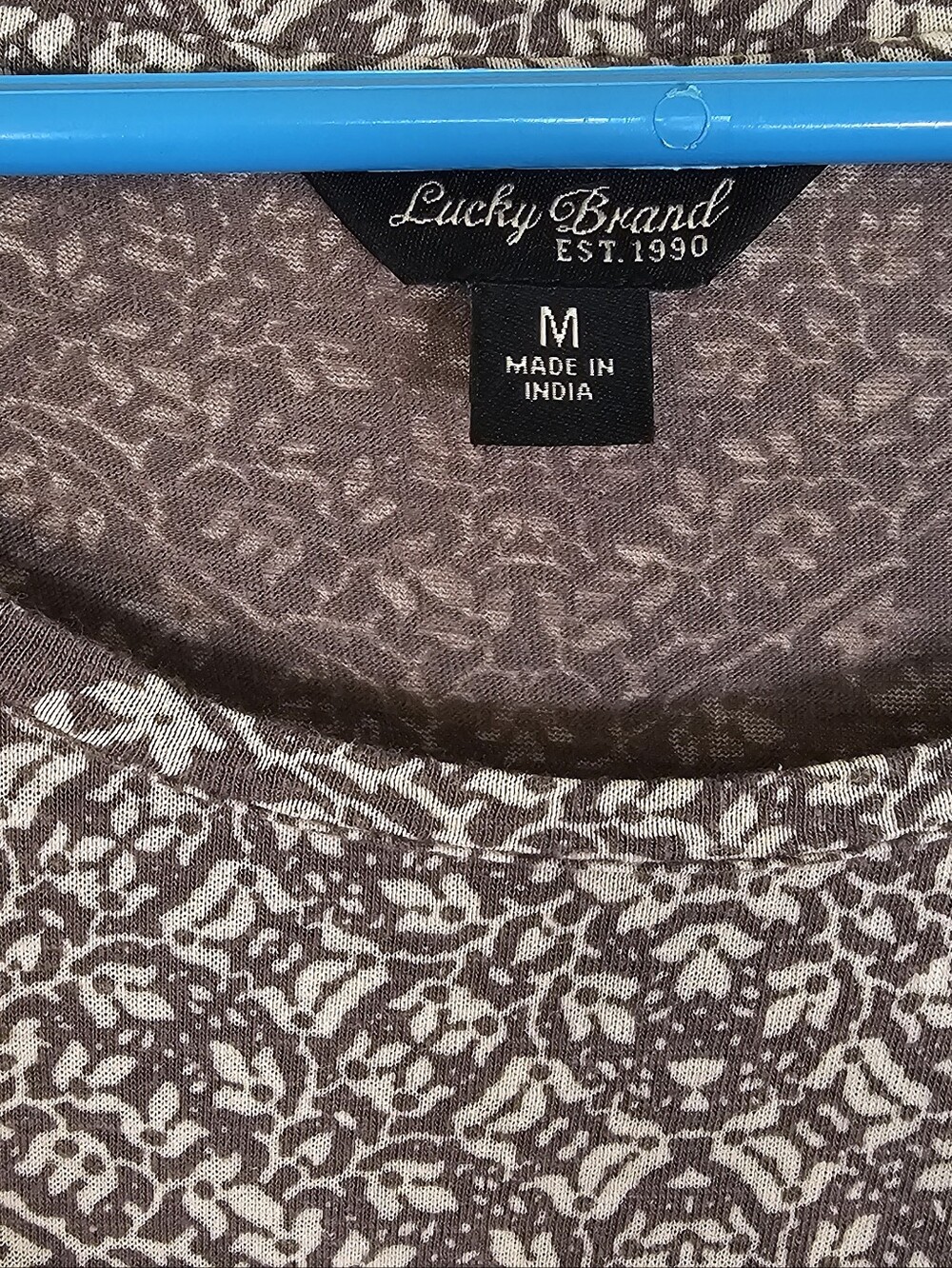 Lucky Brand Geometric Paisley Print Gray & White 3/4 Sleeve Blouse - Picture 5 of 7